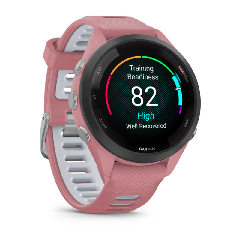Garmin Forerunner 265S Black Bezel with Light Pink Case and Light Pink/Powder Grey Silicon-3